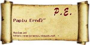Papiu Ernő névjegykártya