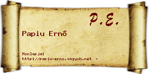 Papiu Ernő névjegykártya